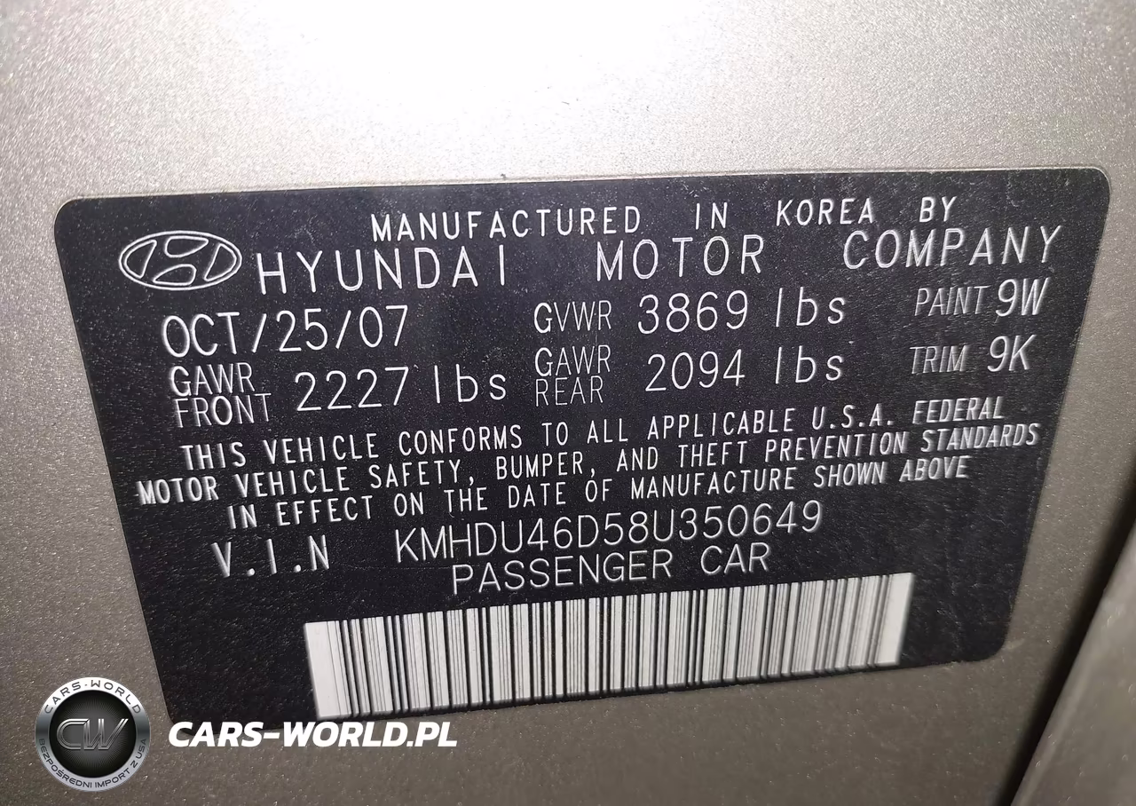 2008 Hyundai Elantra Gls-Se VIN:KMHDU46D58U350649 - 9