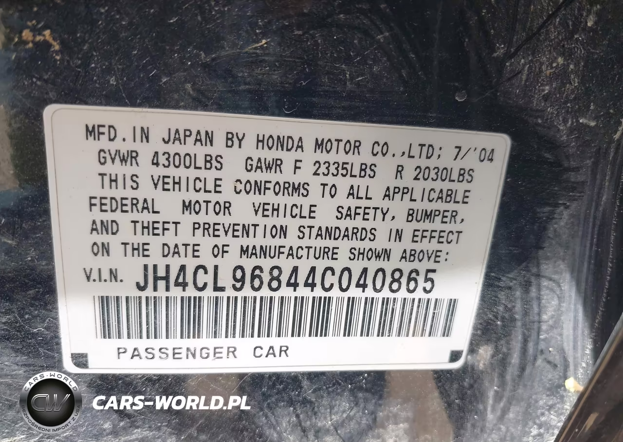 2004 Acura Tsx VIN:JH4CL96844C040865 - 9