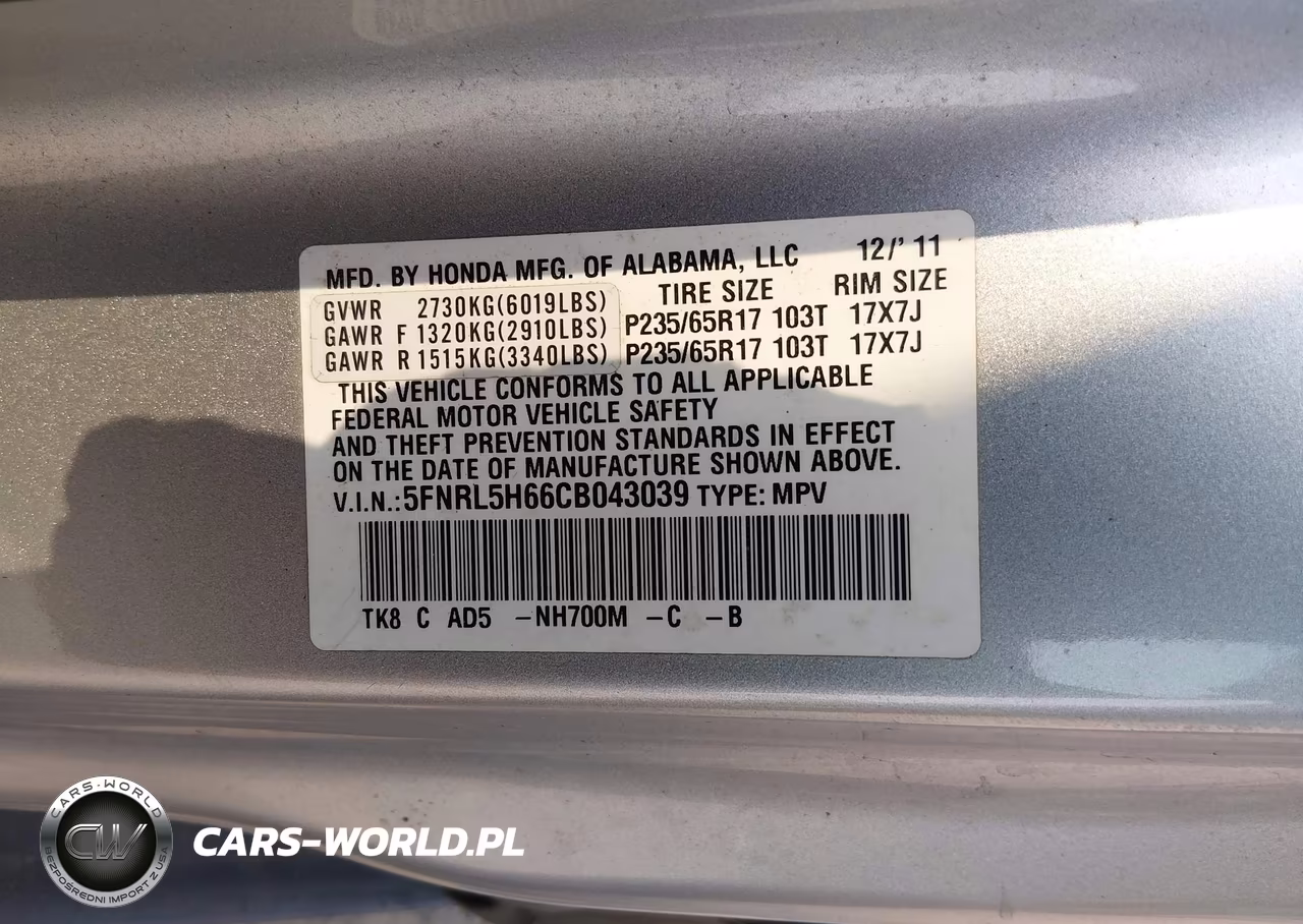 2012 Honda Odyssey Ex-L VIN:5FNRL5H66CB043039 - 9