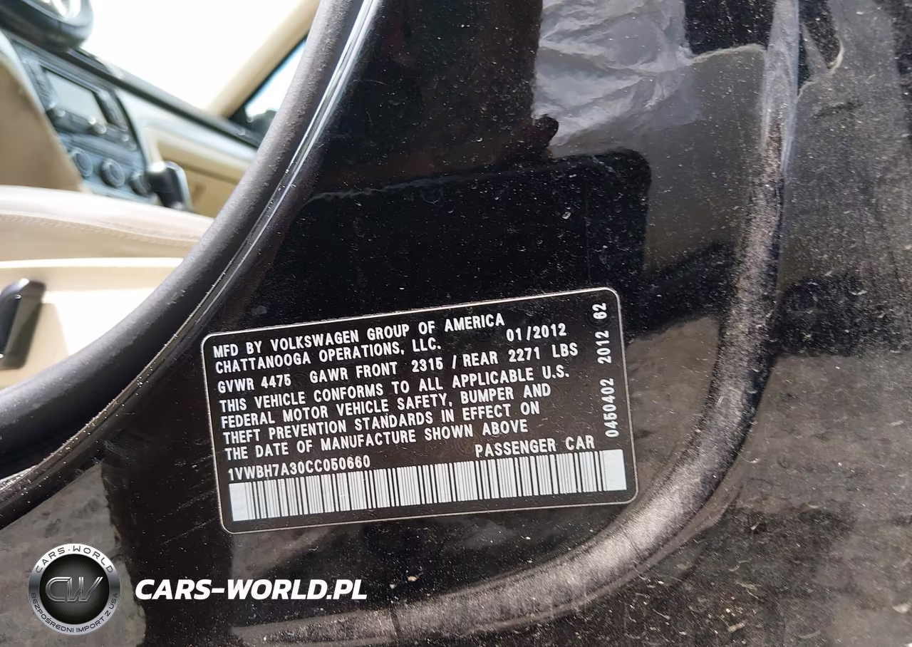 2012 Volkswagen Passat 2.5L Se VIN:1VWBH7A30CC050660 - 9