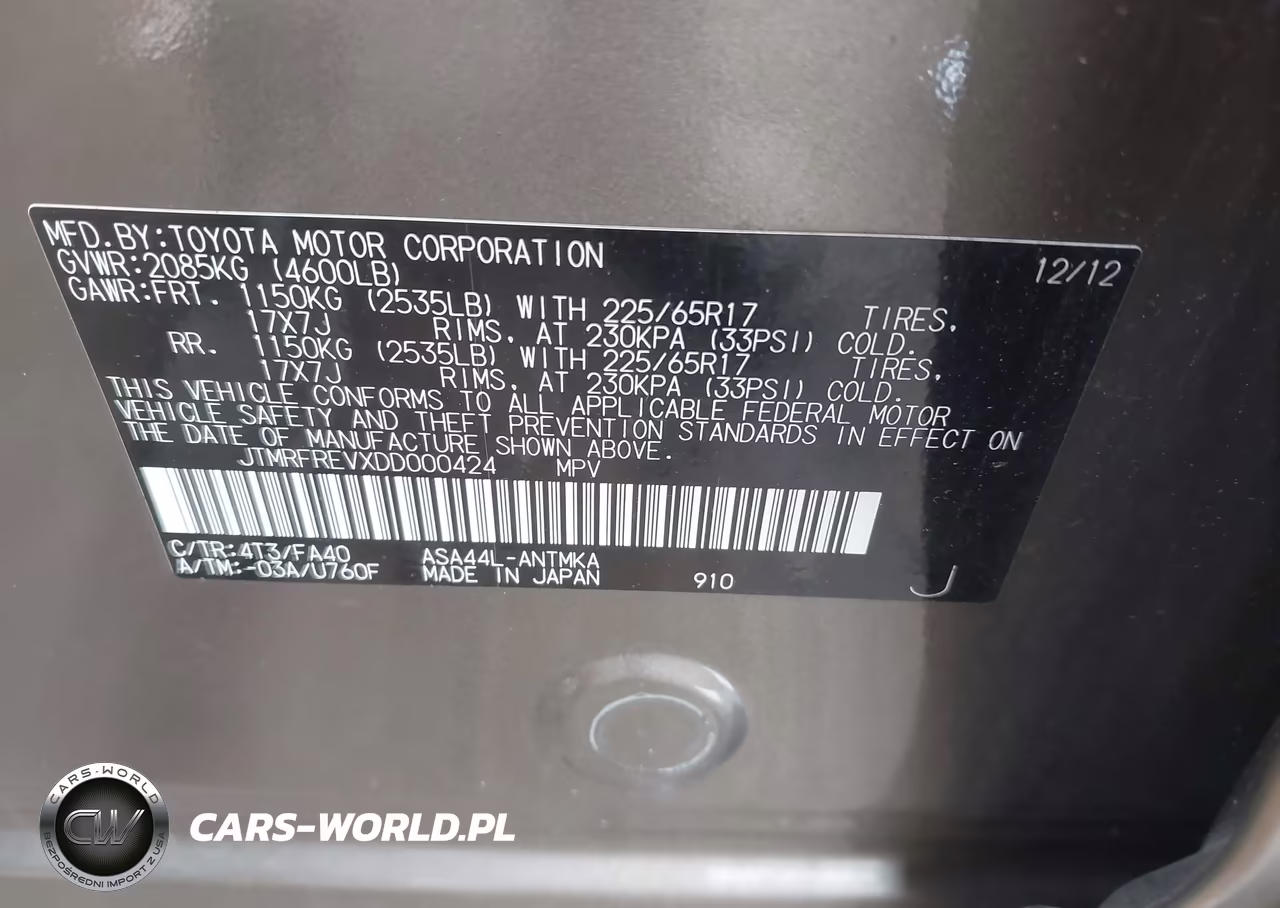 2013 Toyota Rav4 Xle VIN:JTMRFREVXDD000424 - 9