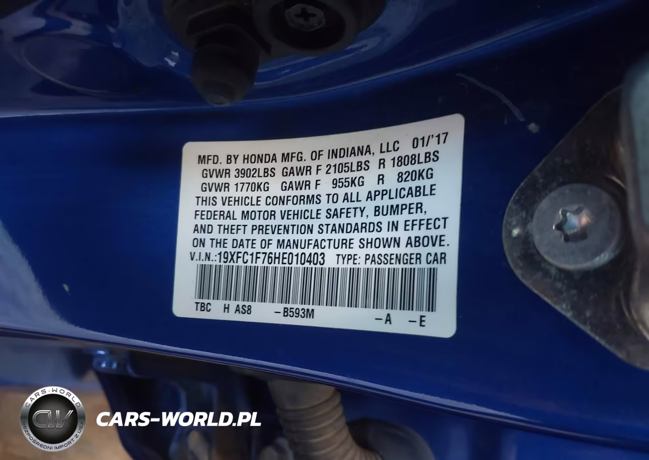 2017 Honda Civic Exl VIN:19XFC1F76HE010403 - 9