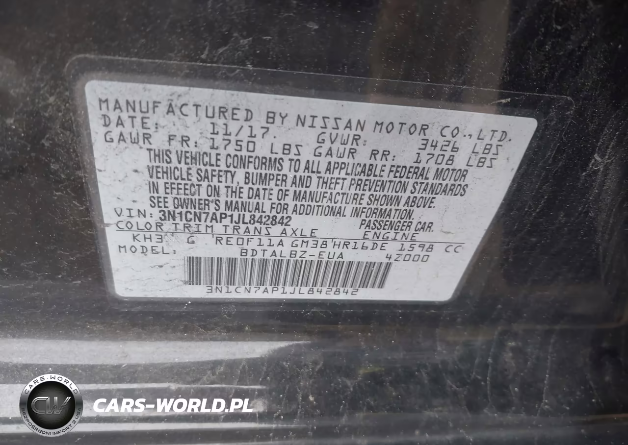 2018 Nissan Versa 1.6 Sv VIN:3N1CN7AP1JL842842 - 9