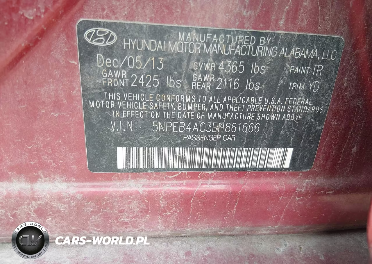 2014 Hyundai Sonata Gls VIN:5NPEB4AC3EH861666 - 9