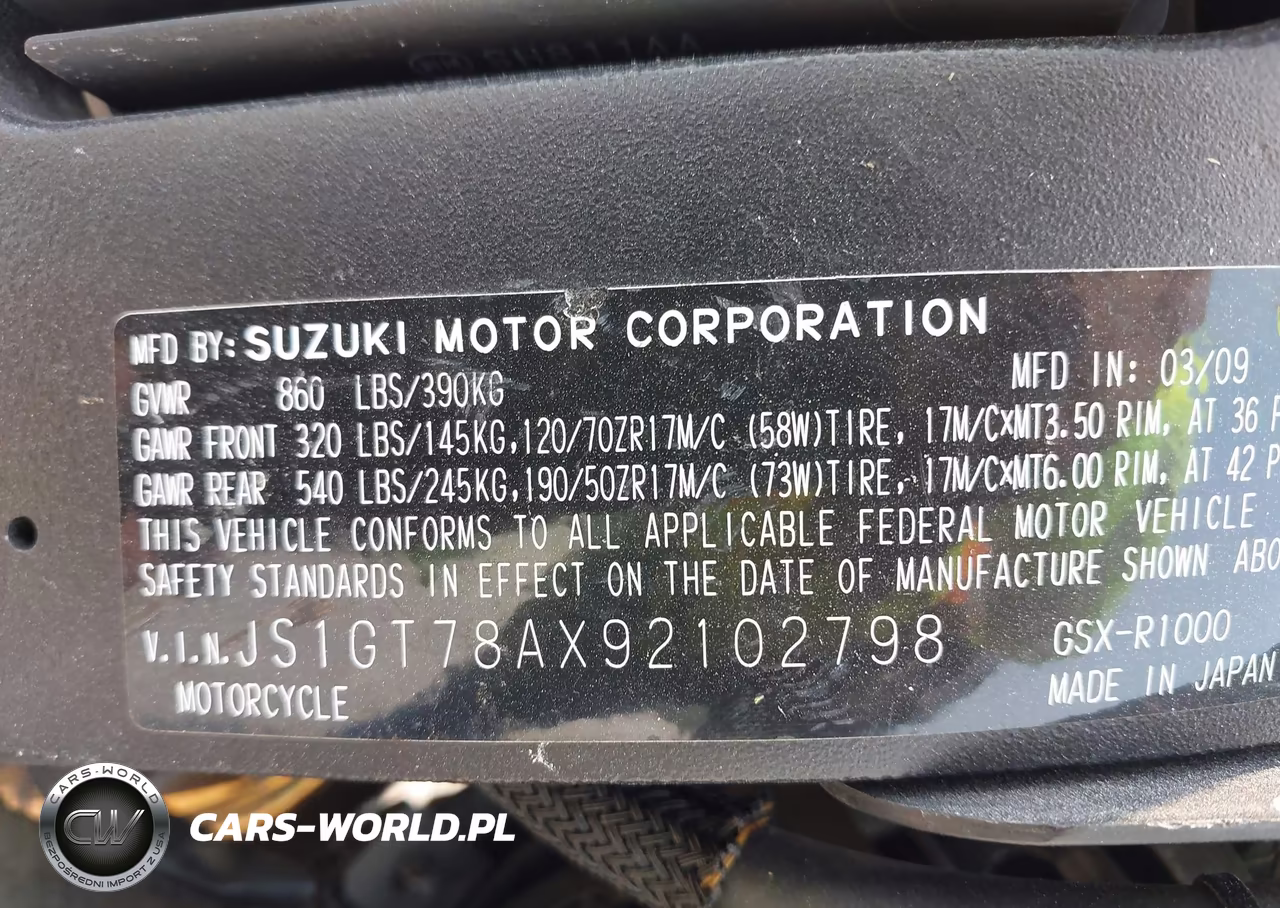 2009 Suzuki Gsx-R1000 VIN:JS1GT78AX92102798 - 10