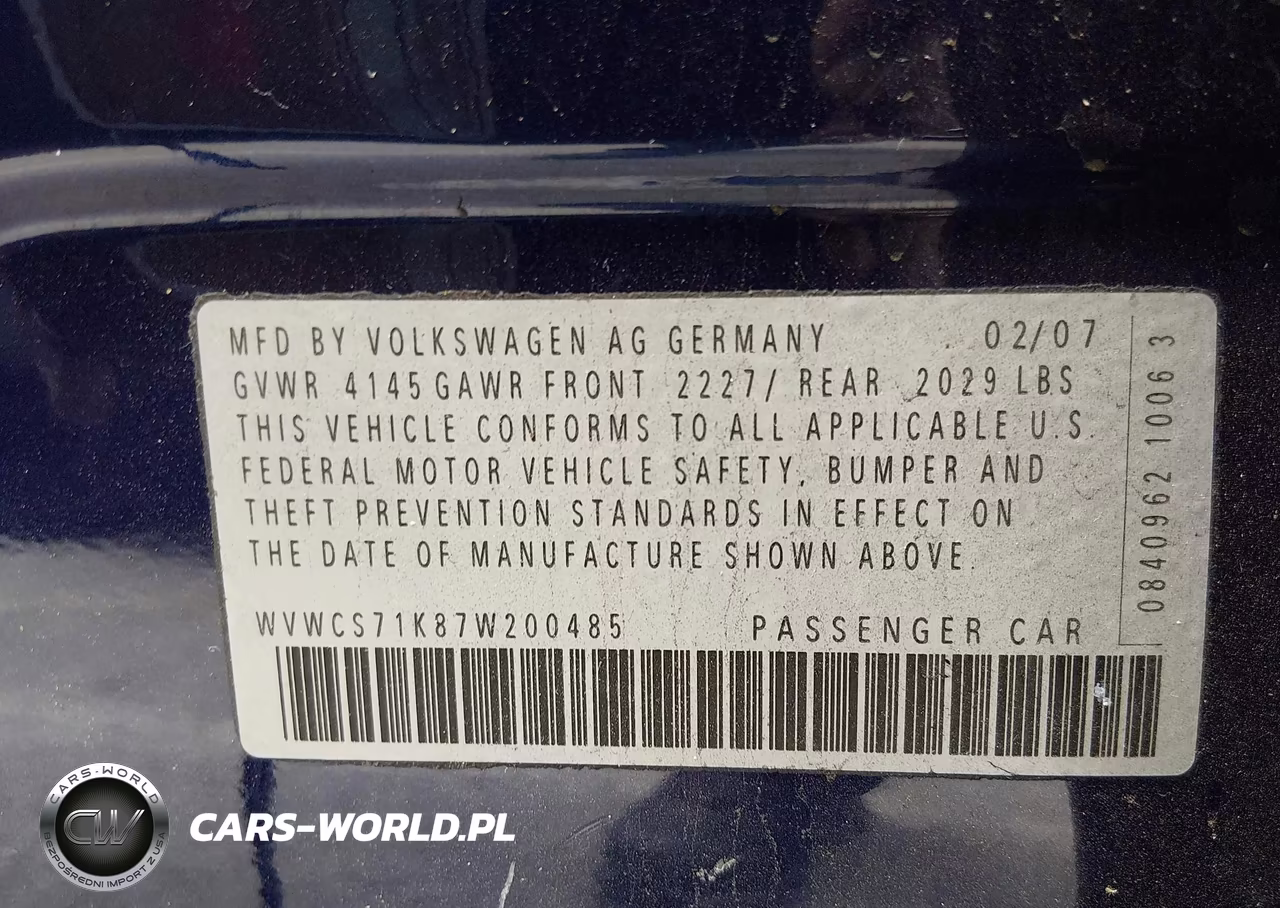 2007 Volkswagen Rabbit 4-Door VIN:WVWCS71K87W200485 - 9