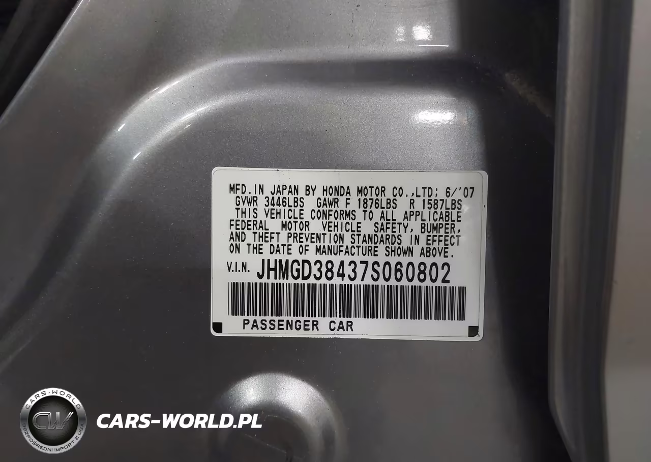 2007 Honda Fit VIN:JHMGD38437S060802 - 9