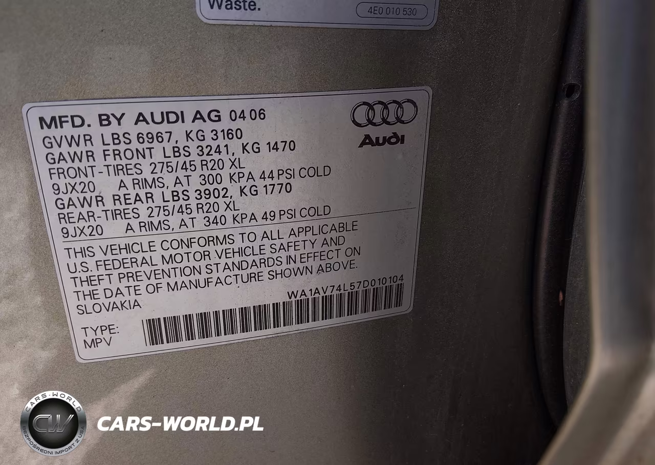 2007 Audi Q7 4.2 VIN:WA1AV74L57D010104 - 9