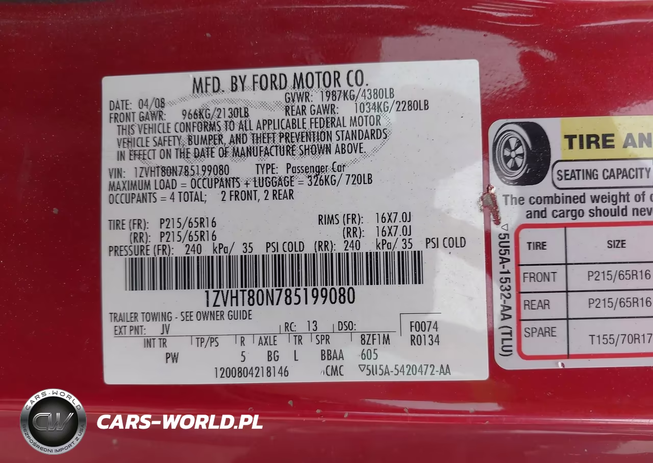 2008 Ford Mustang V6 Deluxe-V6 Premium VIN:1ZVHT80N785199080 - 9