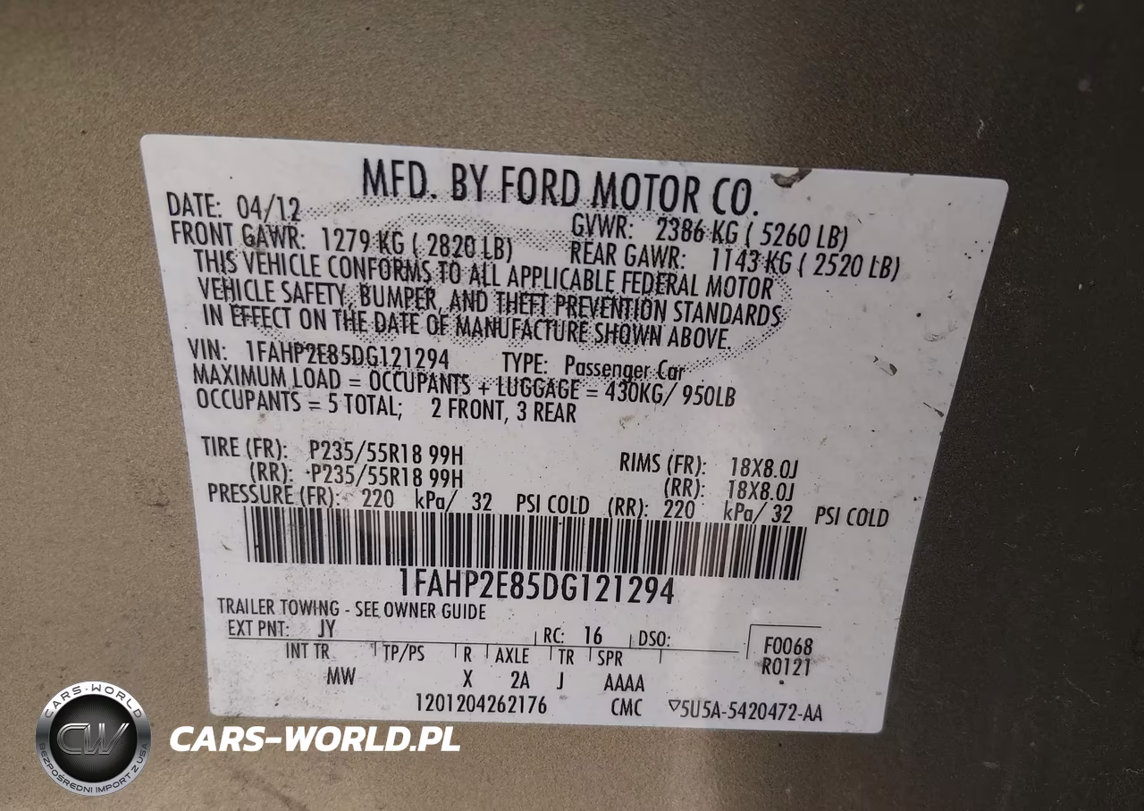 2013 Ford Taurus Sel VIN:1FAHP2E85DG121294 - 9