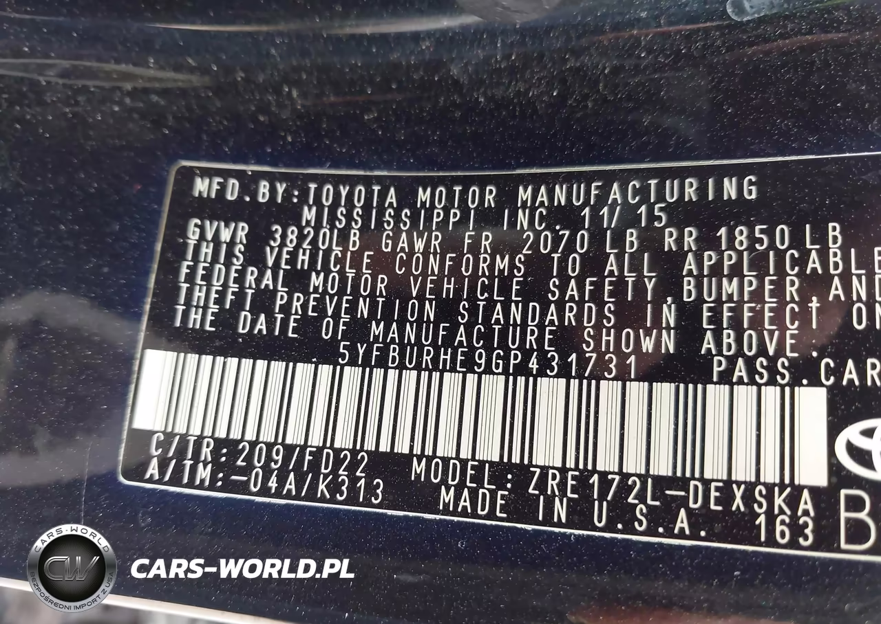 2016 Toyota Corolla S VIN:5YFBURHE9GP431731 - 9