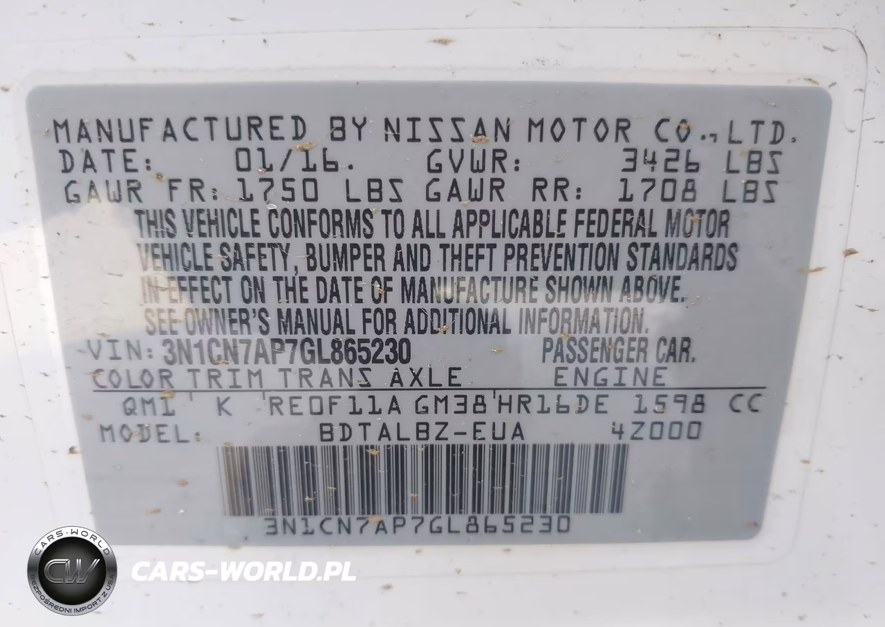 2016 Nissan Versa 1.6 Sv VIN:3N1CN7AP7GL865230 - 9