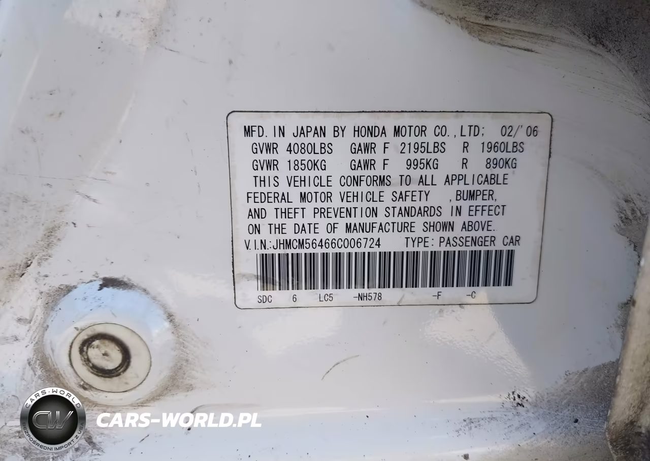 2006 Honda Accord 2.4 Lx VIN:JHMCM56466C006724 - 9