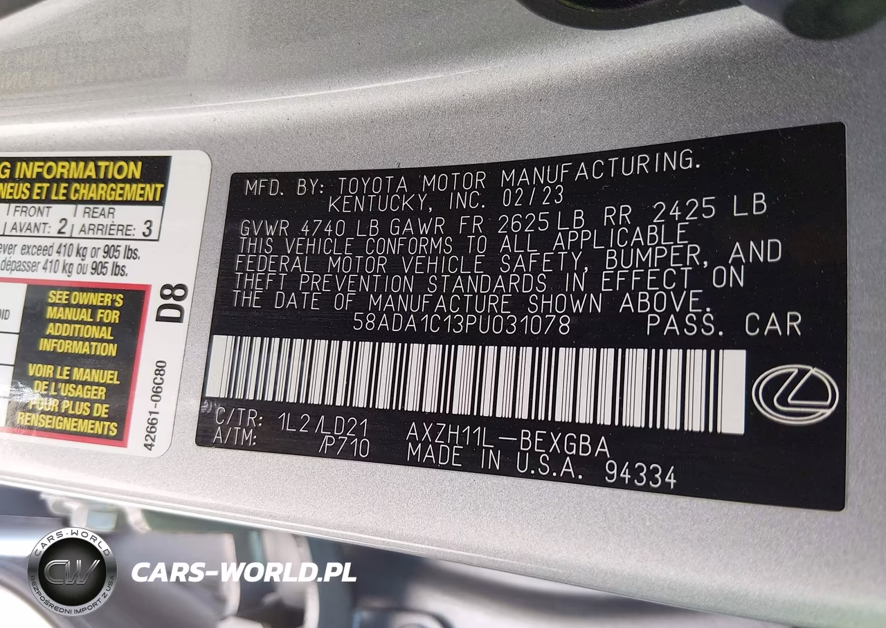 2023 Lexus Es 300H VIN:58ADA1C13PU031078 - 9