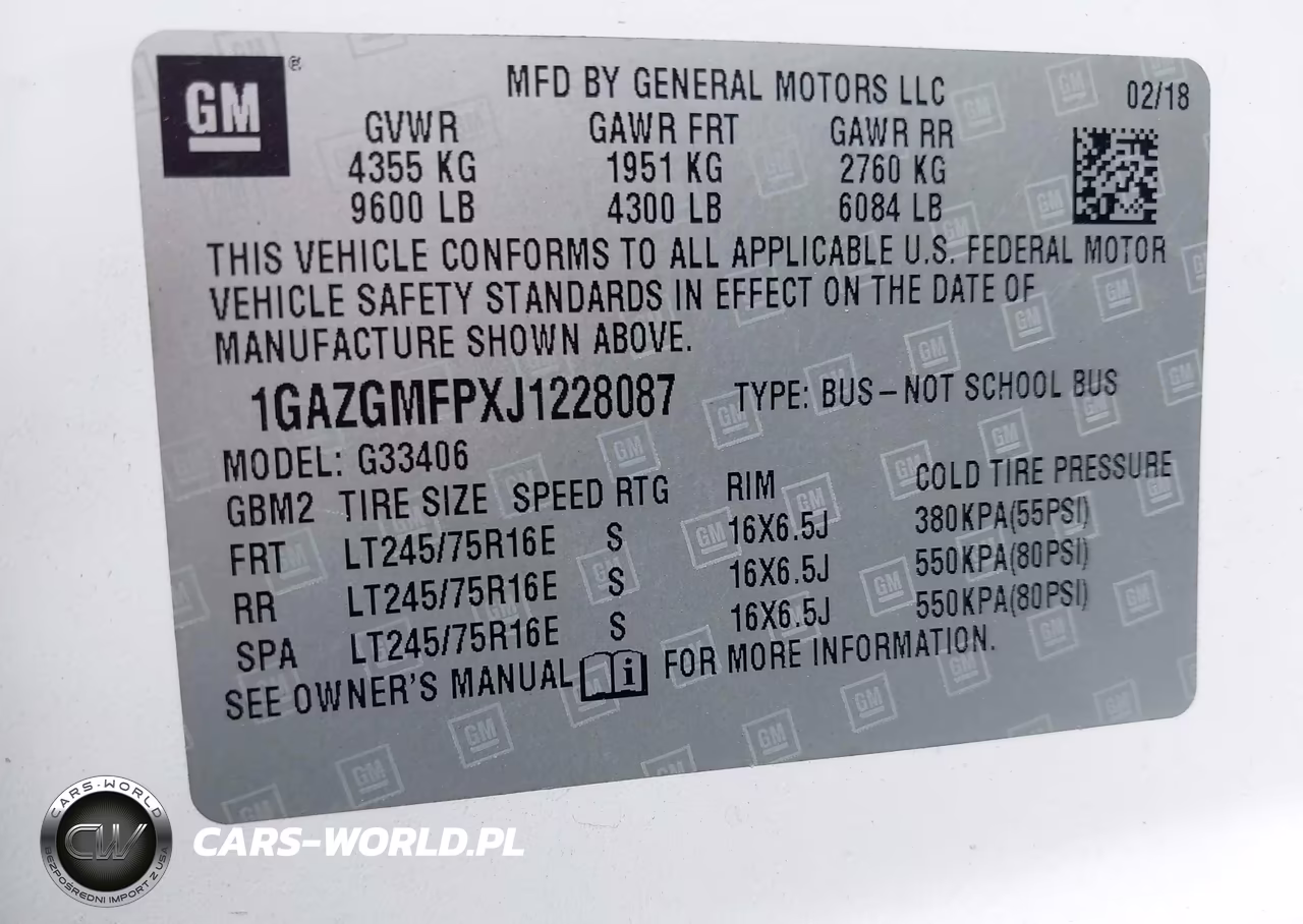 2018 Chevrolet Express 3500 Lt VIN:1GAZGMFPXJ1228087 - 9