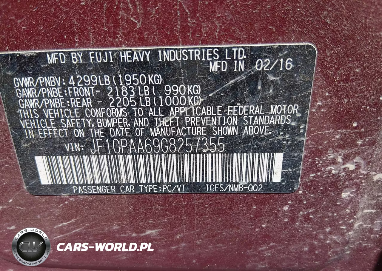 2016 Subaru Impreza 2.0I VIN:JF1GPAA69G8257355 - 9