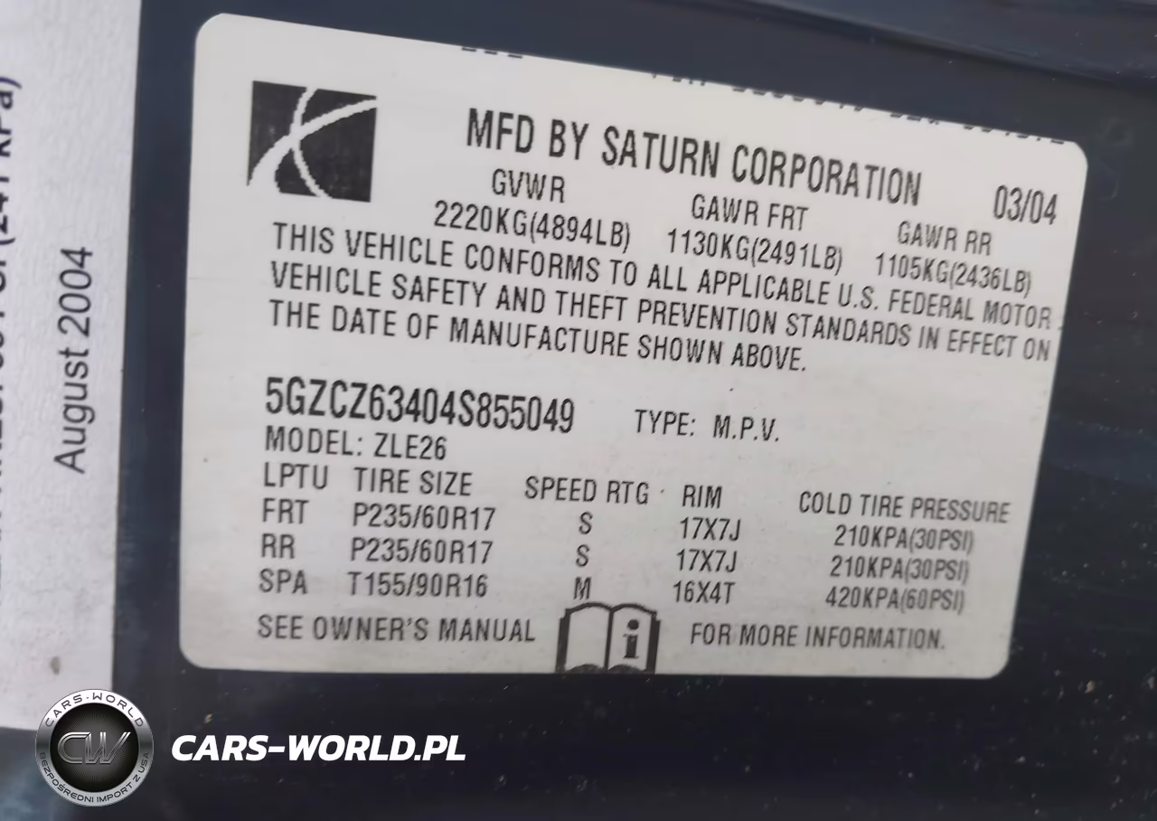 2004 Saturn Vue V6 VIN:5GZCZ63404S855049 - 9