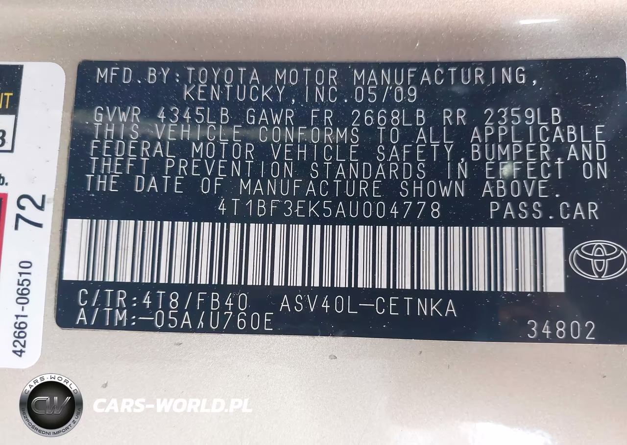 2010 Toyota Camry Le VIN:4T1BF3EK5AU004778 - 9