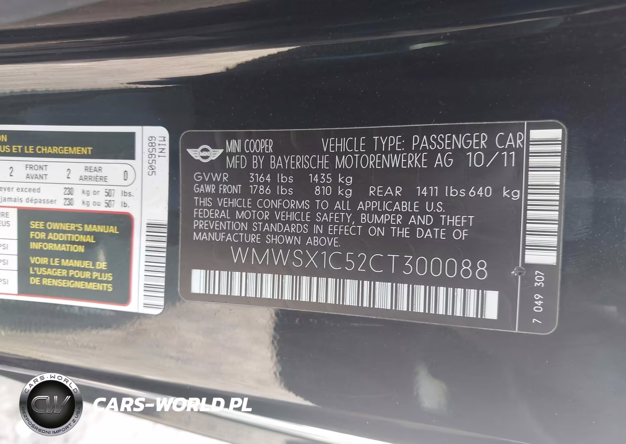 2012 Mini Cooper VIN:WMWSX1C52CT300088 - 9
