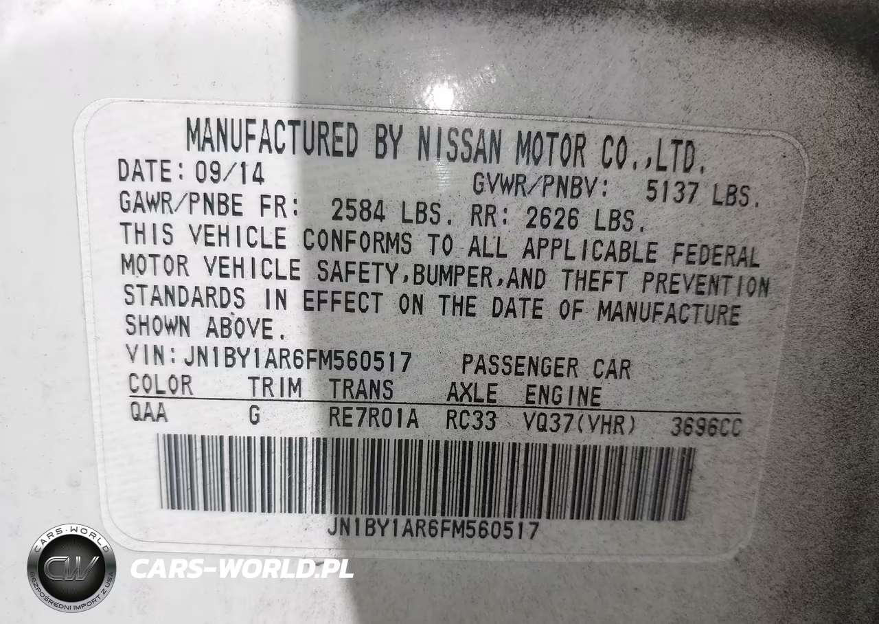 2015 Infiniti Q70 3.7X VIN:JN1BY1AR6FM560517 - 9