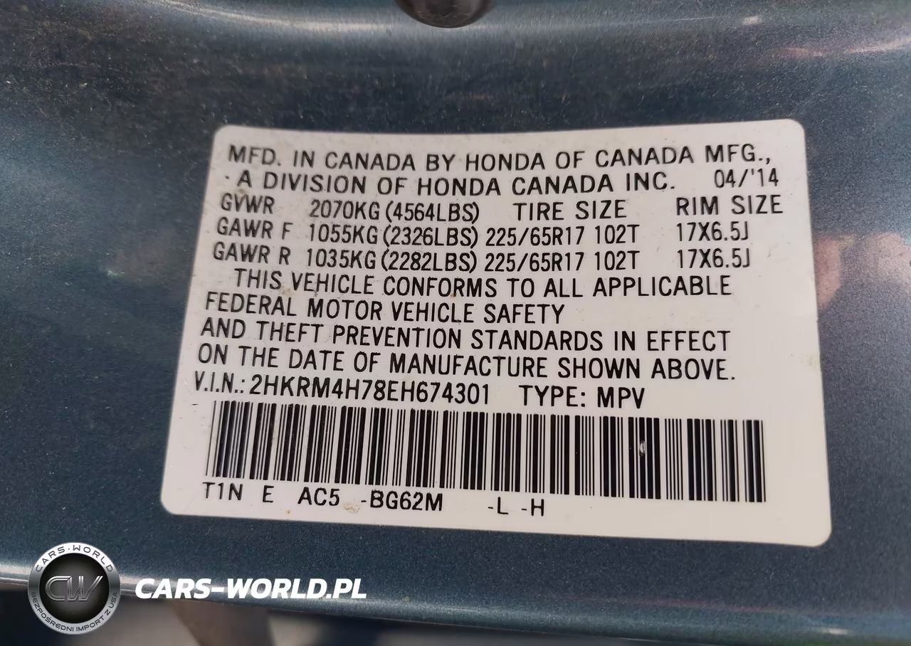 2014 Honda Cr-V Ex-L VIN:2HKRM4H78EH674301 - 9