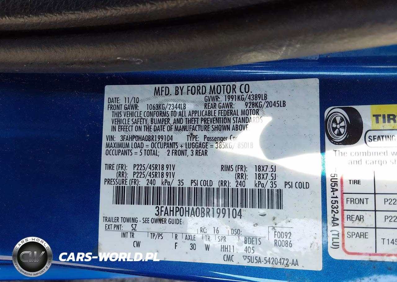 2011 Ford Fusion Se VIN:3FAHP0HA0BR199104 - 9