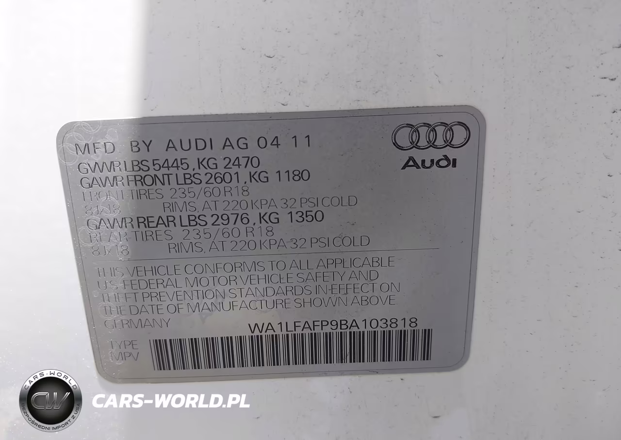2011 Audi Q5 2.0T Premium VIN:WA1LFAFP9BA103818 - 9
