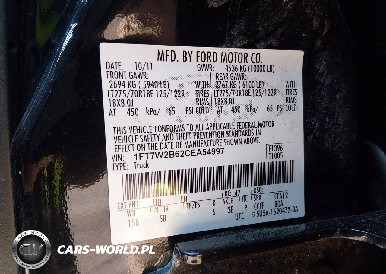 2012 Ford Super Duty F-250 Srw Lariat VIN:1FT7W2B62CEA54997 - 9