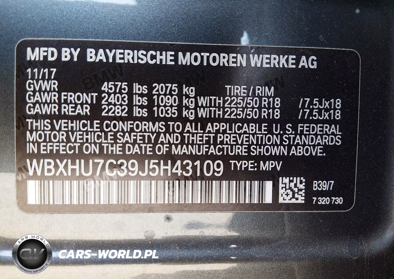 2018 BMW X1 Sdrive28I VIN:WBXHU7C39J5H43109 - 9