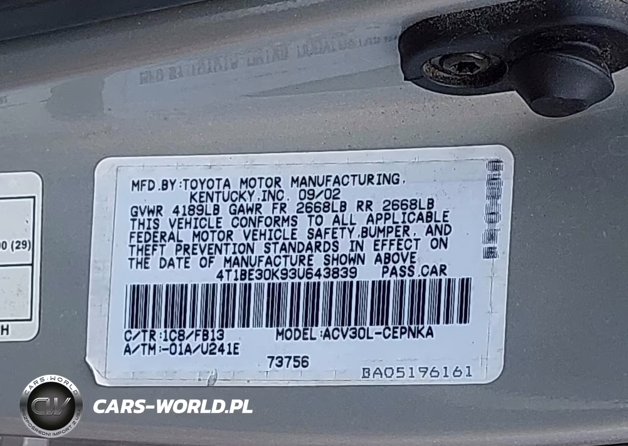 2003 Toyota Camry Le VIN:4T1BE30K93U643839 - 9