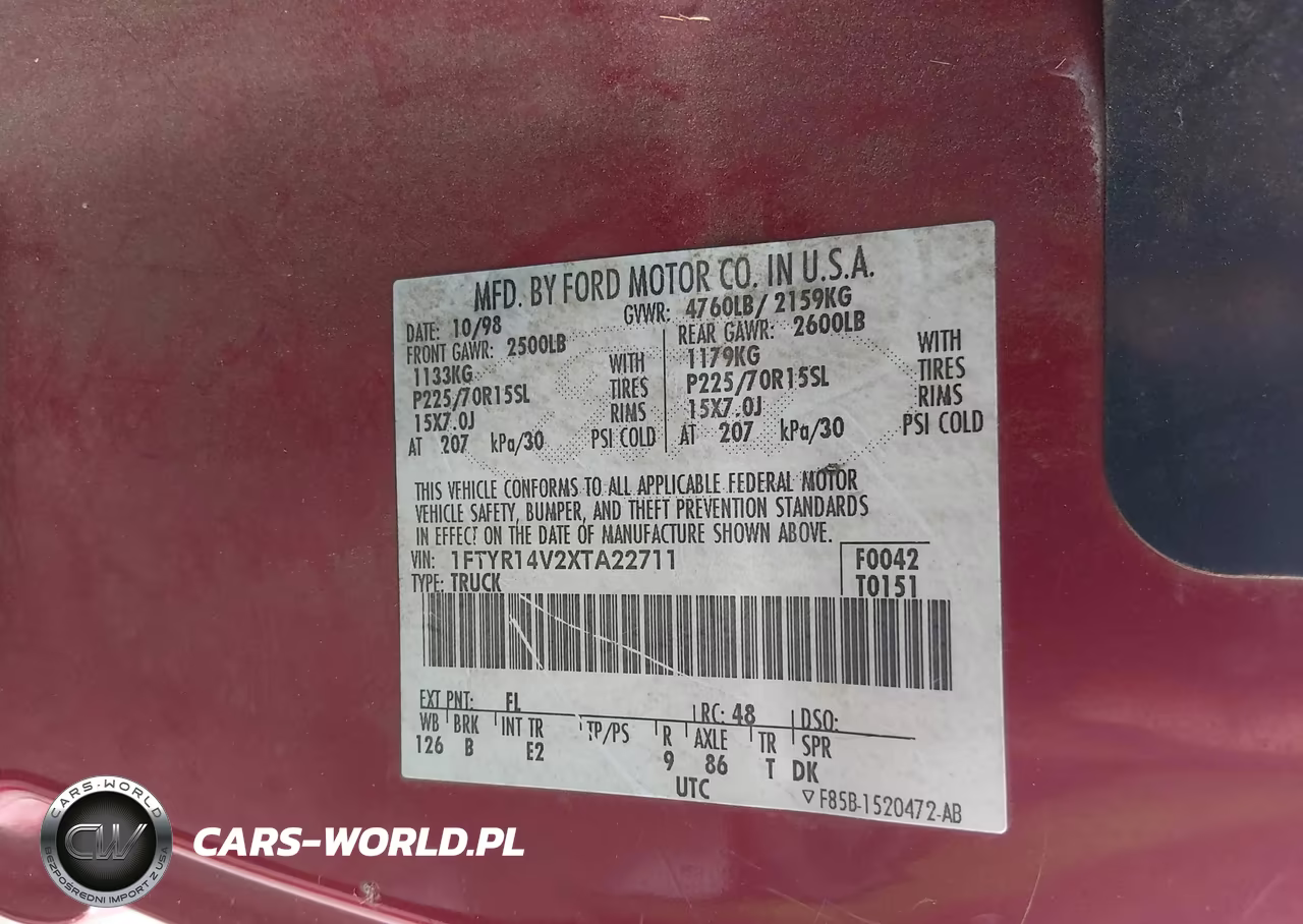 1999 Ford Ranger Xl-Xlt VIN:1FTYR14V2XTA22711 - 9