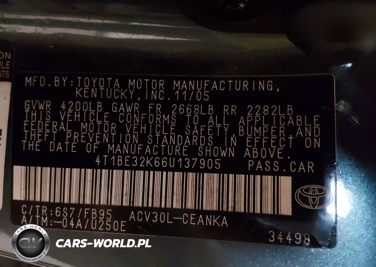 2006 Toyota Camry Le VIN:4T1BE32K66U137905 - 9
