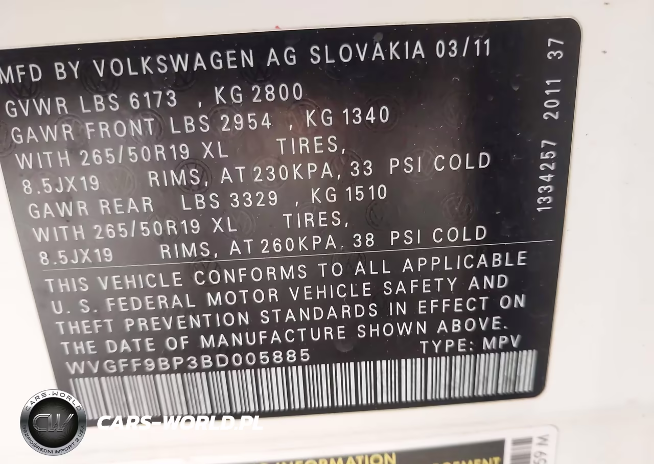 2011 Volkswagen Touareg Vr6 Lux VIN:WVGFF9BP3BD005885 - 9