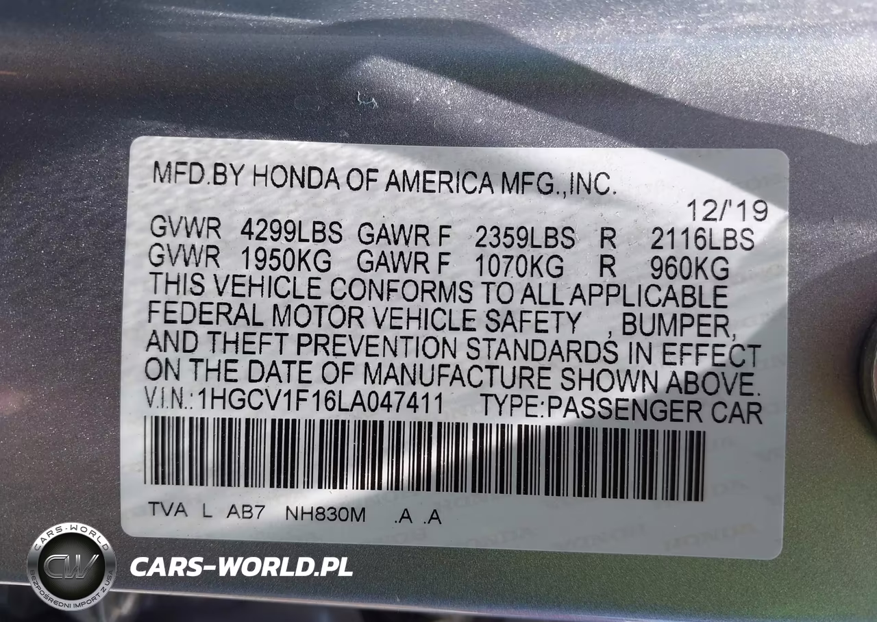 2020 Honda Accord Lx VIN:1HGCV1F16LA047411 - 9