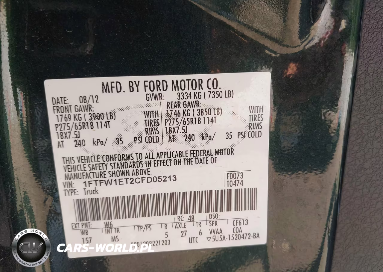 2012 Ford F-150 Xlt VIN:1FTFW1ET2CFD05213 - 9