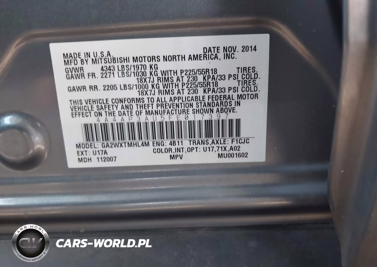 2015 Mitsubishi Outlander Sport Es VIN:4A4AP3AU5FE017397 - 9