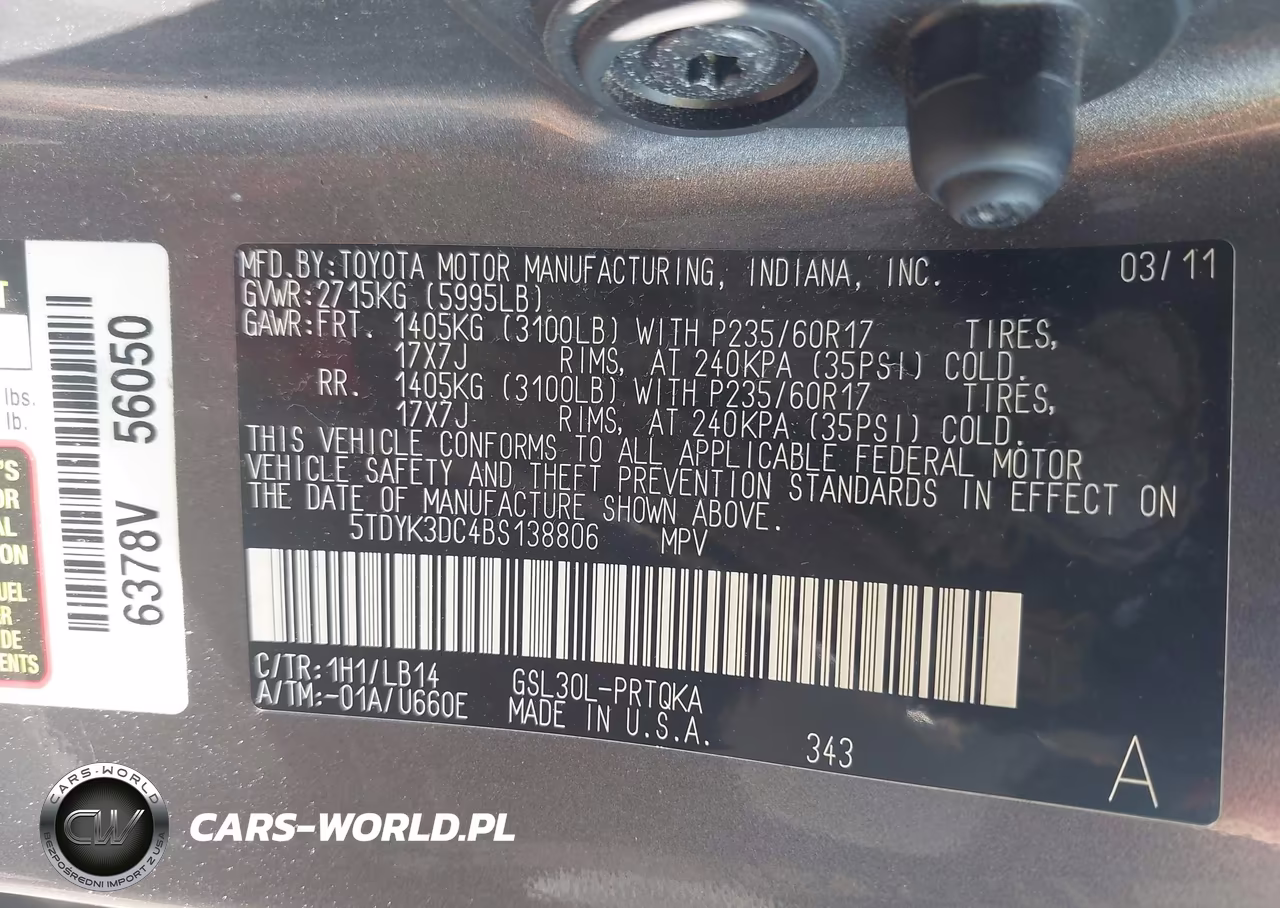 2011 Toyota Sienna Xle V6 VIN:5TDYK3DC4BS138806 - 9
