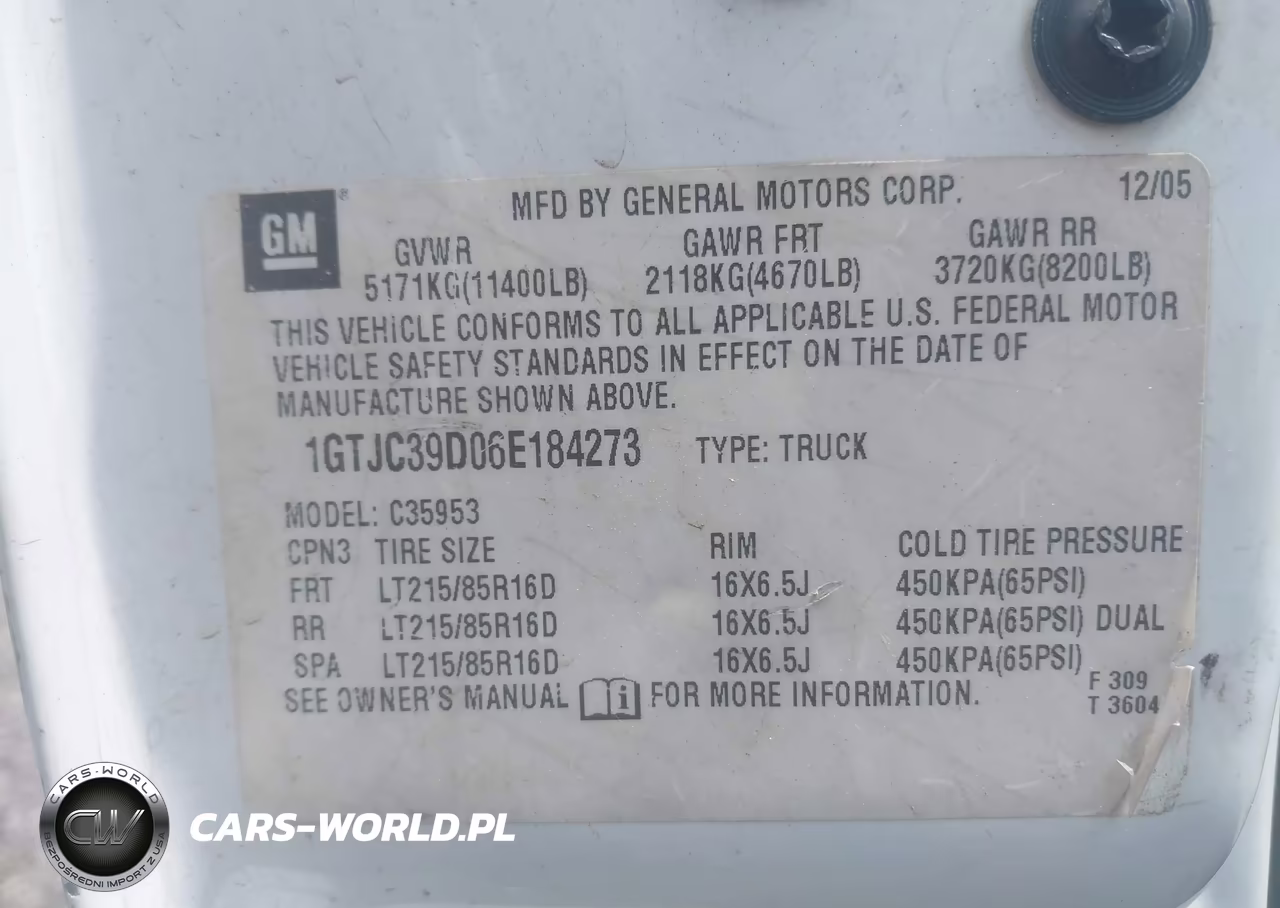 2006 GMC Sierra 3500 Work Truck VIN:1GTJC39D06E184273 - 8