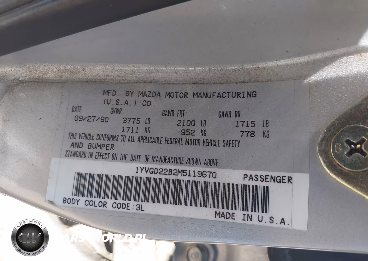 1991 Mazda 626 Dx-Lx VIN:1YVGD22B2M5119670 - 9