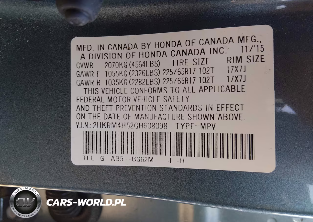 2016 Honda Cr-V Ex VIN:2HKRM4H52GH608098 - 9