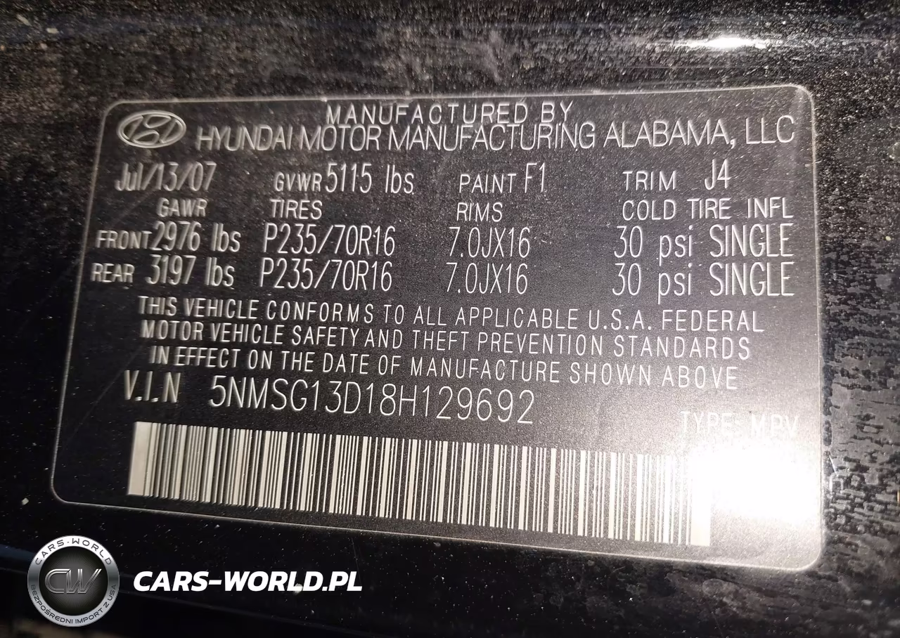 2008 Hyundai Santa Fe Gls VIN:5NMSG13D18H129692 - 9
