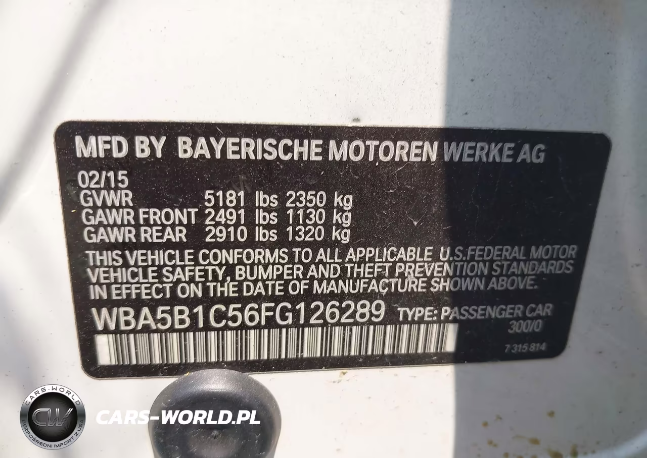2015 BMW 535I VIN:WBA5B1C56FG126289 - 9