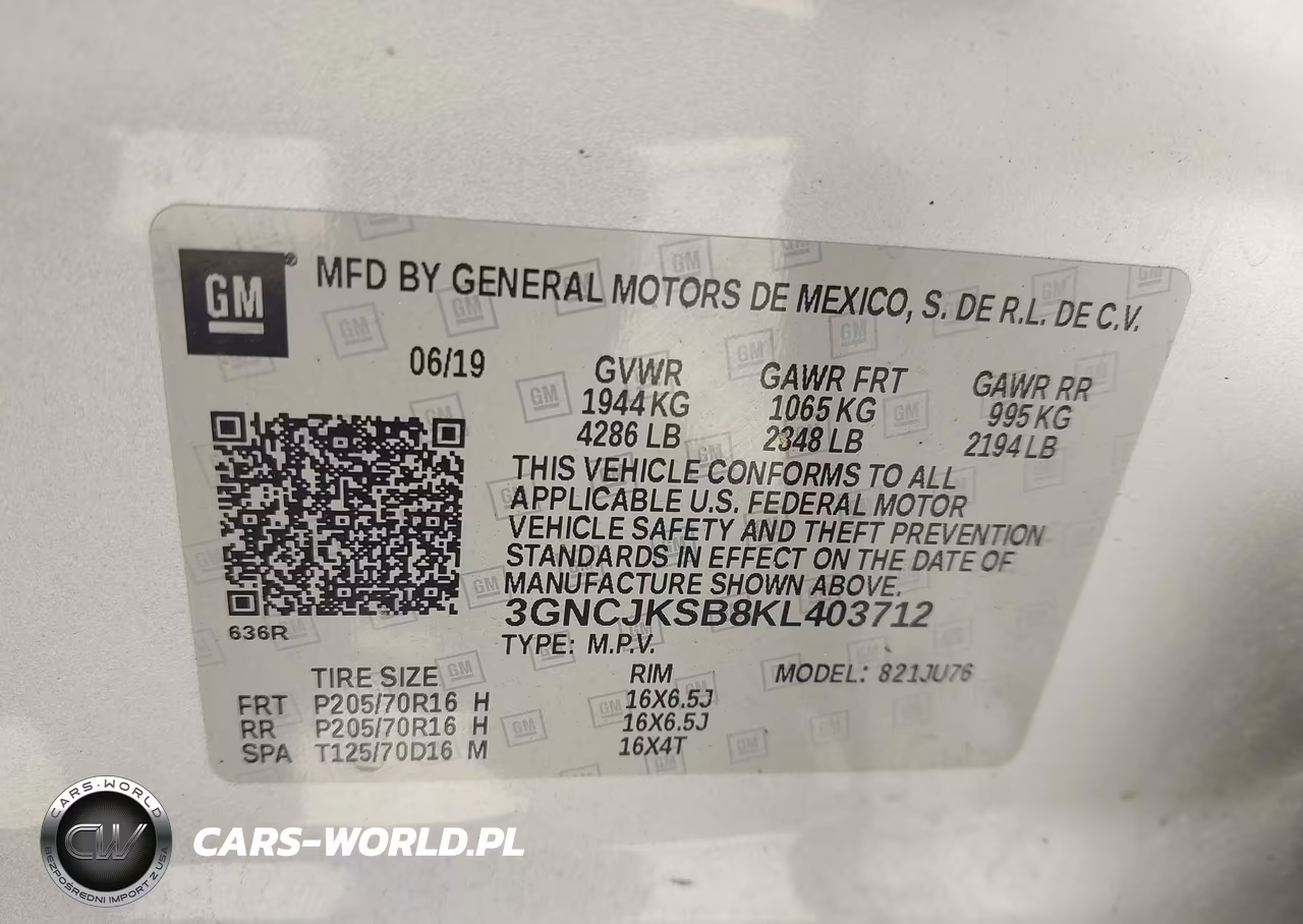2019 Chevrolet Trax Ls VIN:3GNCJKSB8KL403712 - 9
