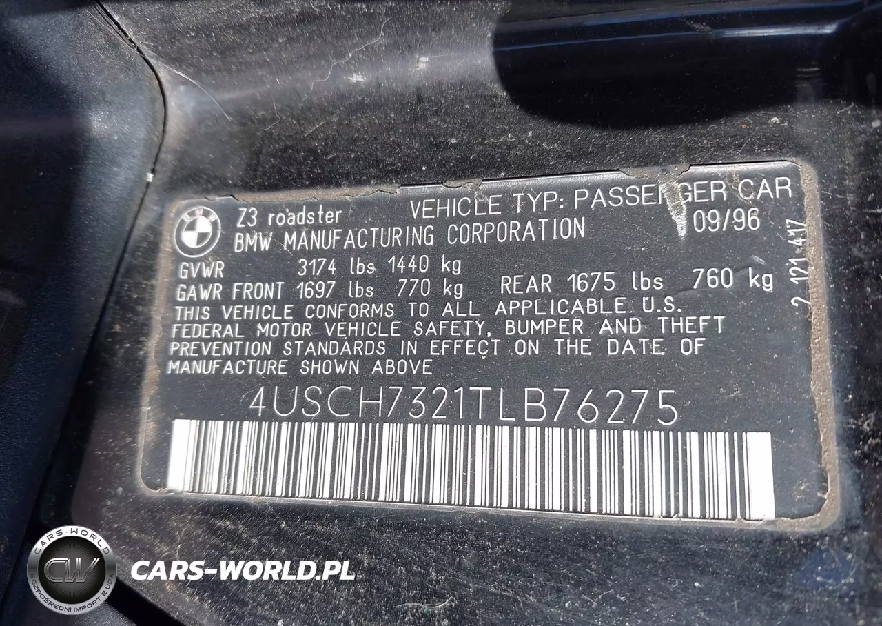 1996 BMW Z3 1.9 VIN:4USCH7321TLB76275 - 9