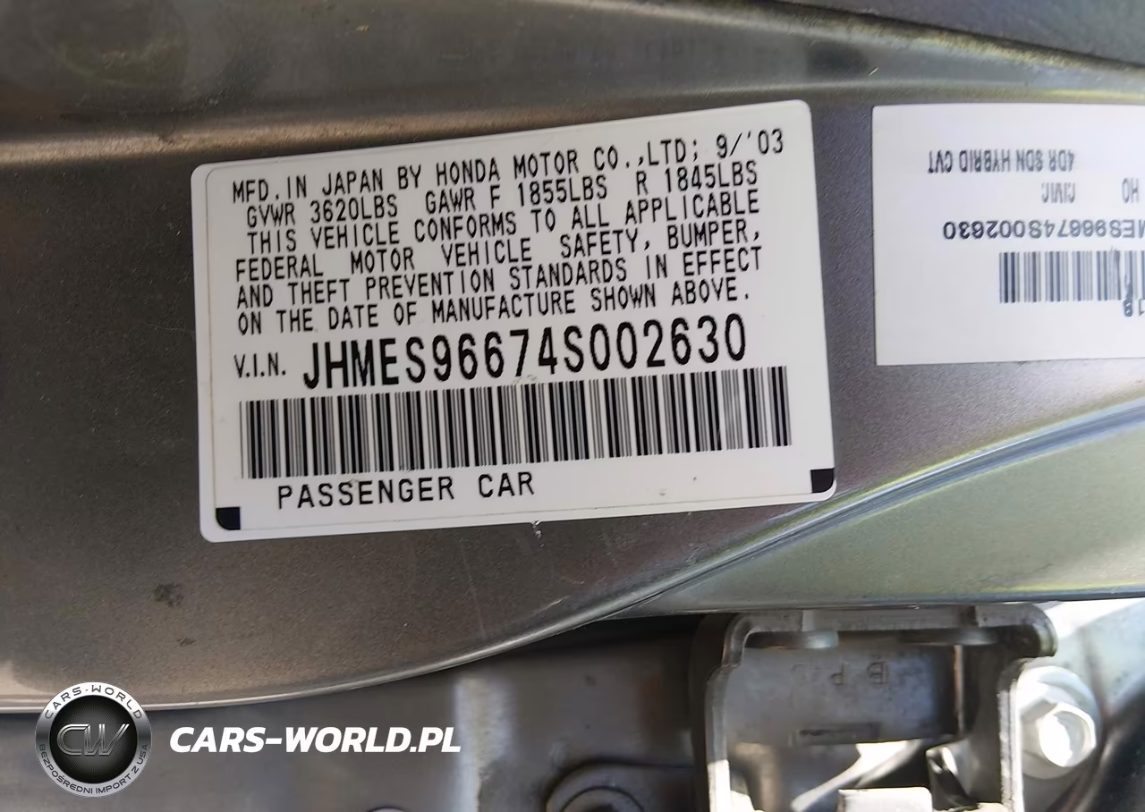 2004 Honda Civic Hybrid VIN:JHMES96674S002630 - 9