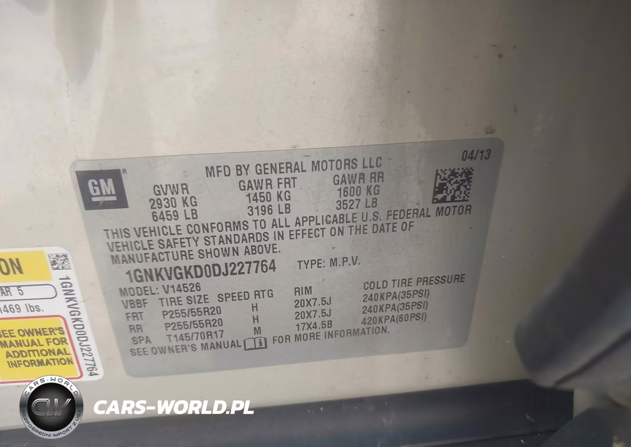2013 Chevrolet Traverse Lt VIN:1GNKVGKD0DJ227764 - 9