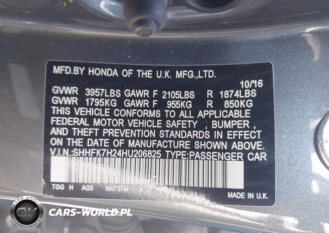 2017 Honda Civic Lx VIN:SHHFK7H24HU206825 - 9