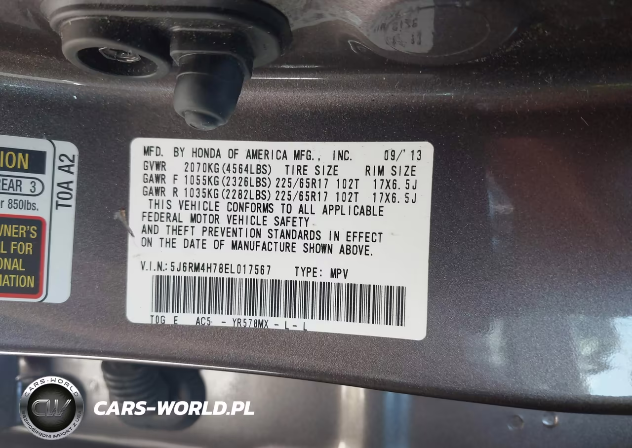 2014 Honda Cr-V Ex-L VIN:5J6RM4H78EL017567 - 9