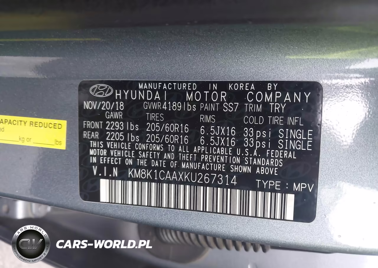 2019 Hyundai Kona Se VIN:KM8K1CAAXKU267314 - 9