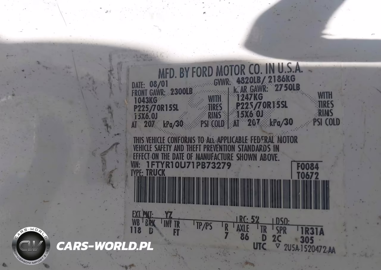 2001 Ford Ranger Edge-Xl-Xlt VIN:1FTYR10U71PB73279 - 9